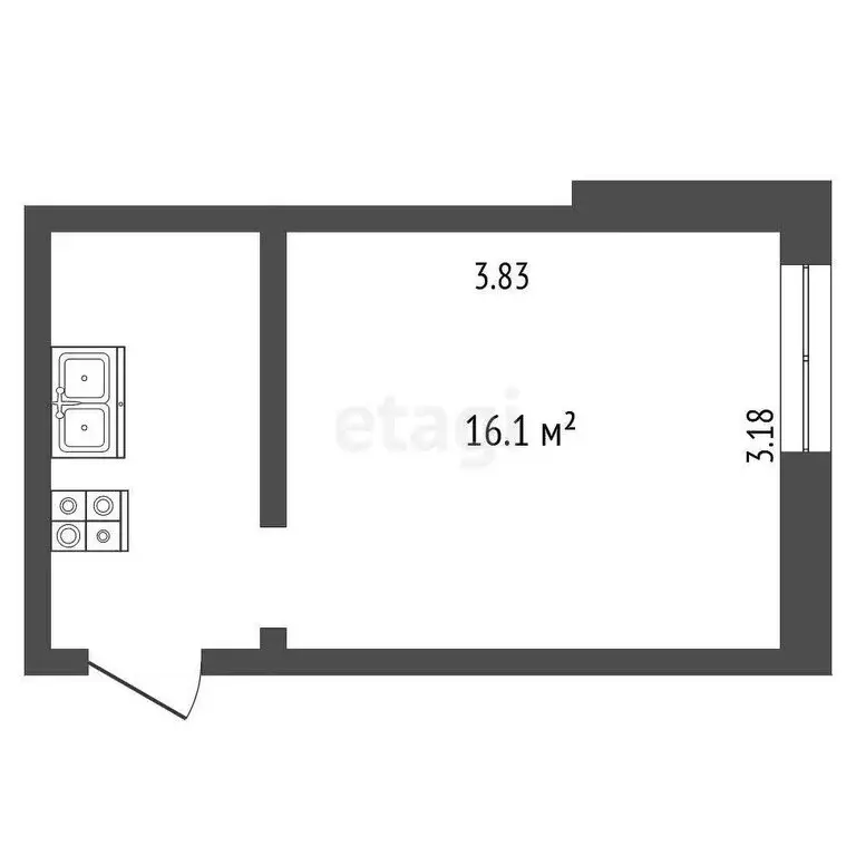 1к в -комнатной квартире (17 м) - Фото 0