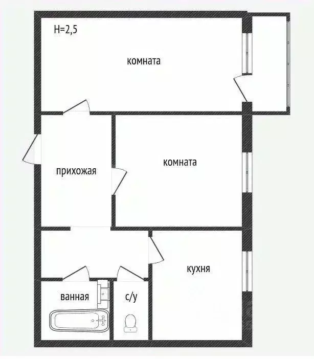 2-к кв. Костромская область, Кострома Катушечная ул., 23 (51.4 м) - Фото 1