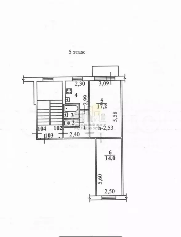 2-к. квартира, 44 м, 5/5 эт. - Фото 0