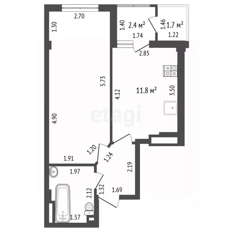 1-к кв. Севастополь просп. Генерала Острякова, 244к6 (40.0 м) - Фото 2