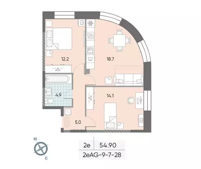 2-комнатная квартира: Москва, улица Архитектора Щусева, 5к2 (54.9 м) - Фото 0
