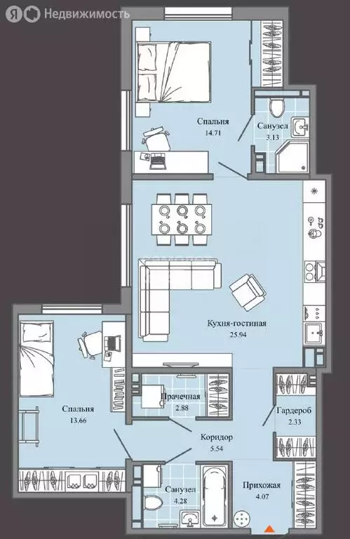 3-комнатная квартира: Ульяновск, улица Шигаева, 28к1 (77 м) - Фото 1