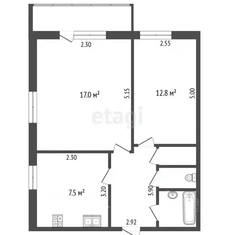 2-к кв. Белгородская область, Белгород ул. Шаландина, 9 (48.0 м) - Фото 1