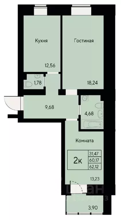 2-к кв. Красноярский край, Красноярск ул. Елены Стасовой, 80 (62.12 м) - Фото 0