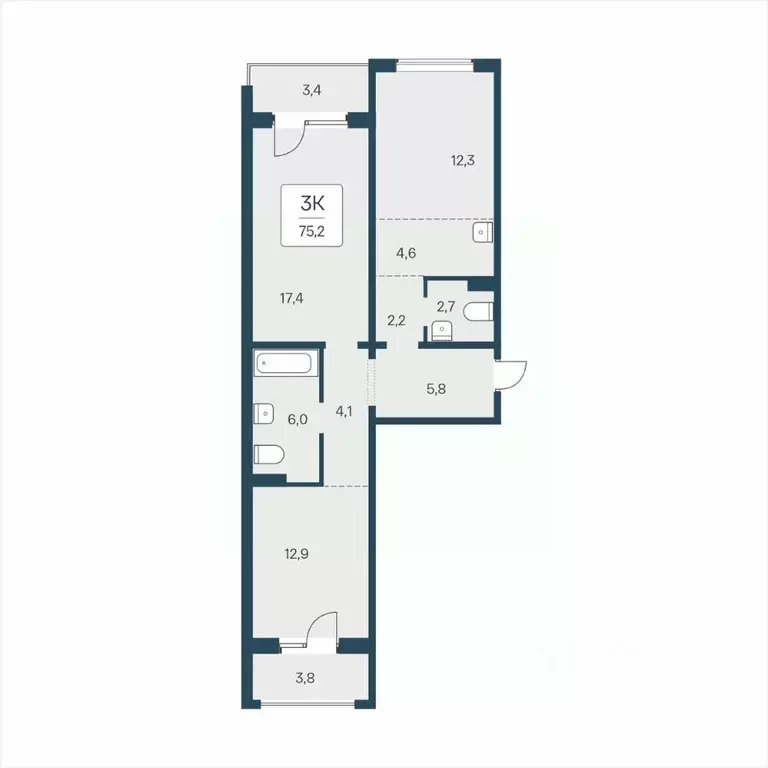 3-к кв. Новосибирская область, Новосибирск ул. Сибиряков-Гвардейцев, ... - Фото 1