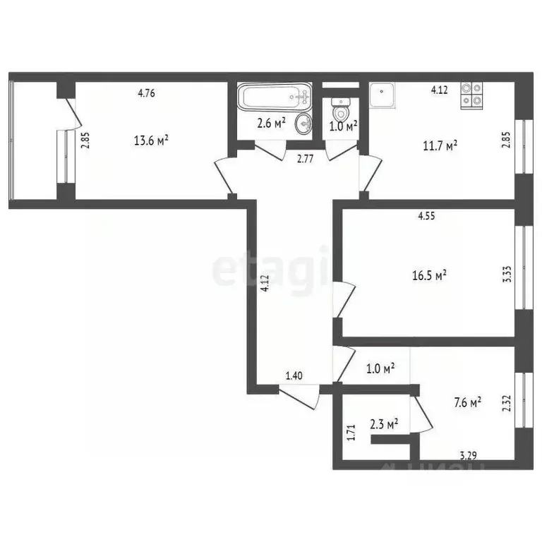 3-к кв. Удмуртия, Ижевск ул. Тимирязева, 21А (65.4 м) - Фото 2