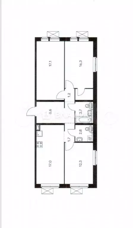 3-к. квартира, 80,7 м, 13/14 эт. - Фото 0