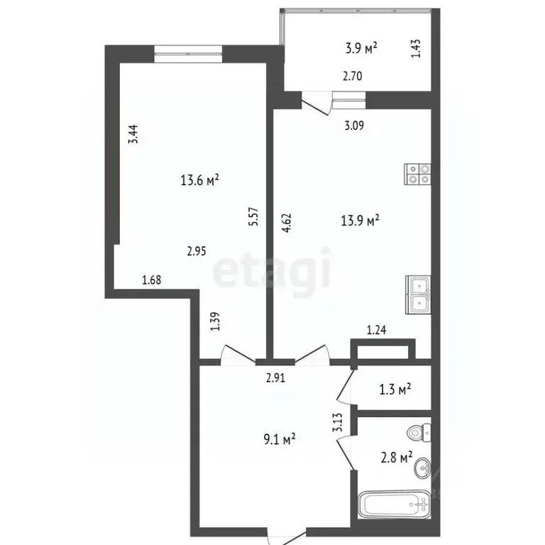 1-к кв. Тюменская область, Тюмень ул. Прокопия Артамонова, 8 (40.7 м) - Фото 2