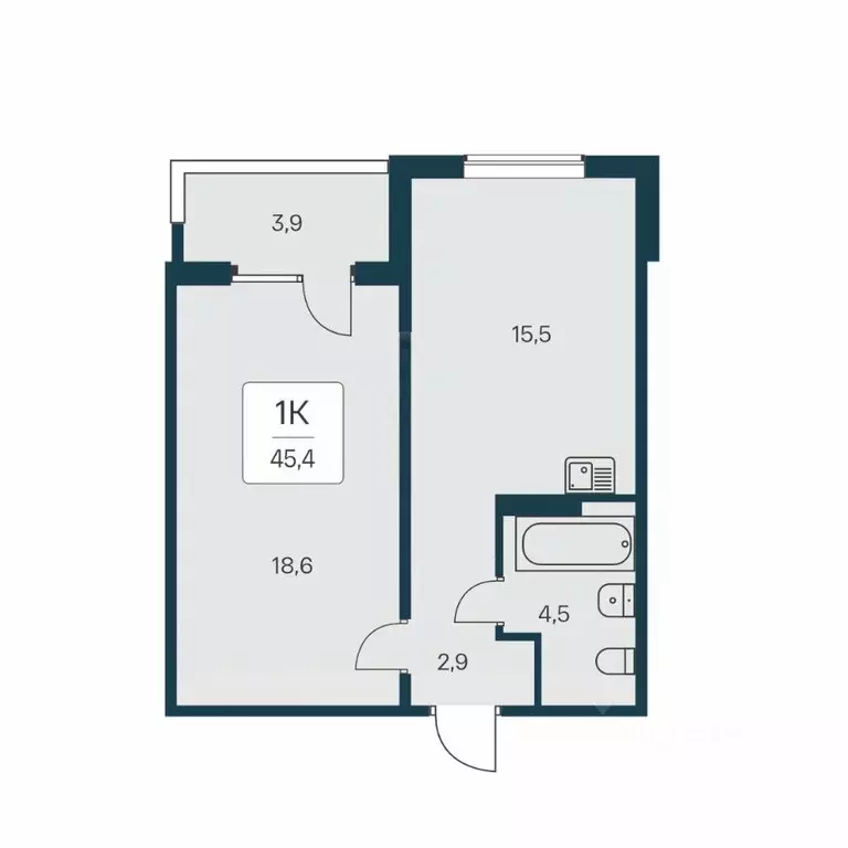 1-к кв. Новосибирская область, Новосибирск Игарская ул., 6 (45.4 м) - Фото 1