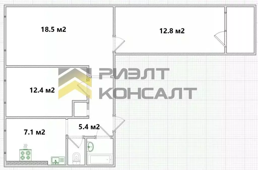 3-к кв. Омская область, Омск ул. Лермонтова, 136 (60.5 м) - Фото 2
