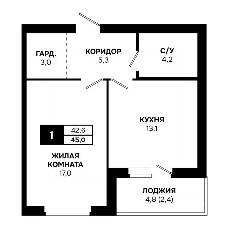 1-к кв. Новосибирская область, Кольцово рп, 5-й мкр  (45.0 м) - Фото 1