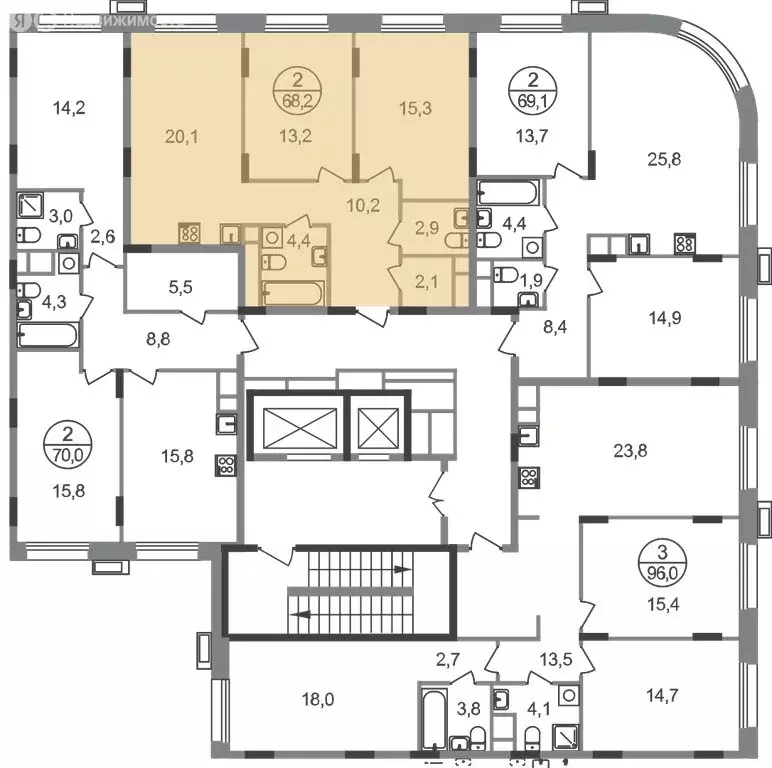 2-комнатная квартира: посёлок городского типа Заречье, жилой комплекс ... - Фото 2