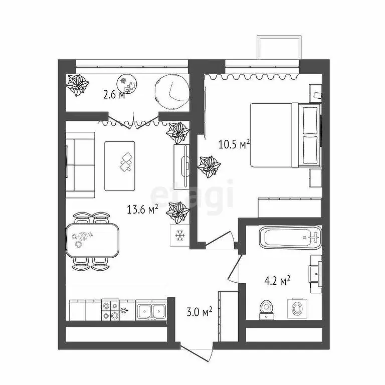 1-комнатная квартира: Тюмень, Краснооктябрьская улица, 4Ак2 (35 м) - Фото 1