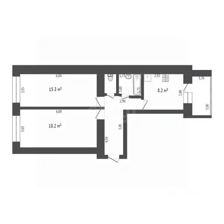 2-к кв. Башкортостан, Стерлитамак ул. Артема, 97А (52.4 м) - Фото 2