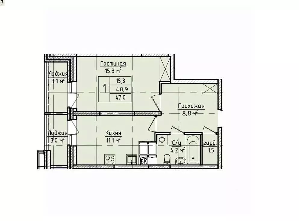 1-к кв. Московская область, Щелково пер. 1-й Советский, 20 (47.0 м) - Фото 1