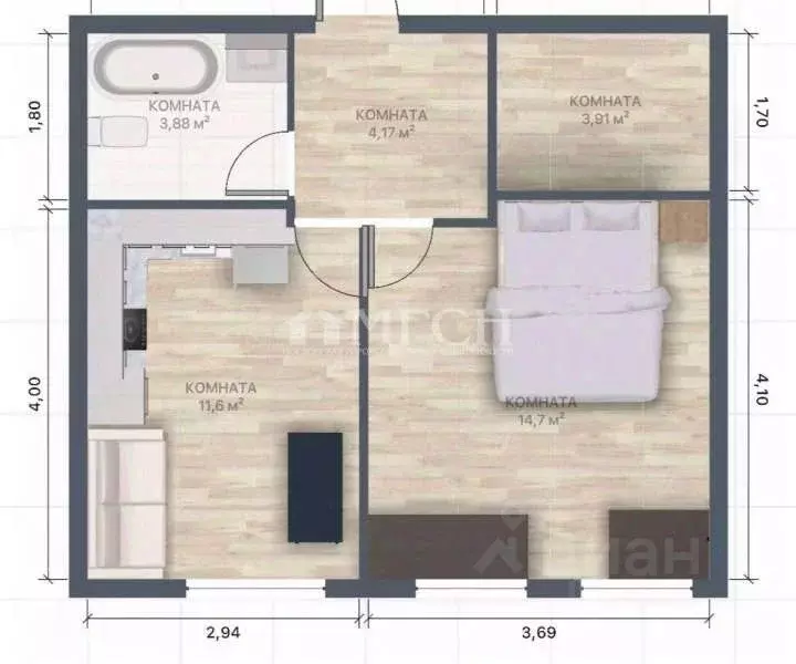 1-к кв. Московская область, Апрелевка Наро-Фоминский городской округ, ... - Фото 2