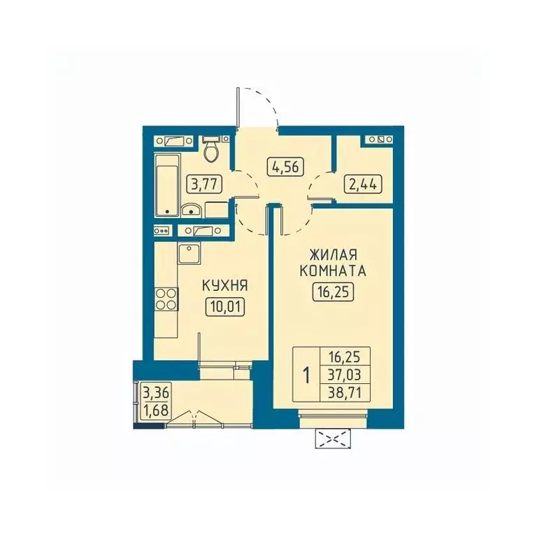 1-к кв. Красноярский край, Красноярск Свободный просп. (38.71 м) - Фото 1