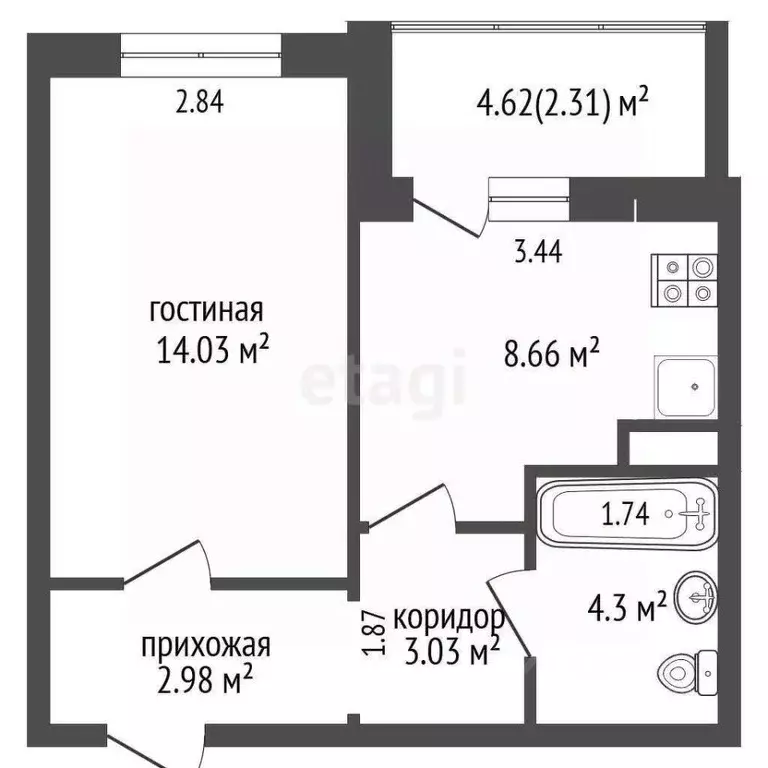 1-к кв. Самарская область, Самара Аэродромная ул., 102А (36.0 м) - Фото 1