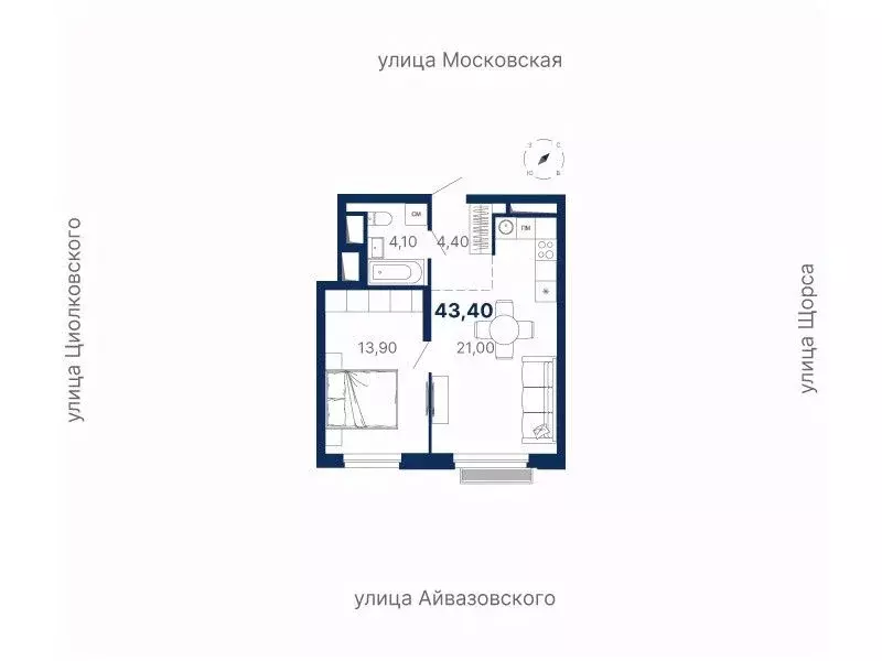 1-к кв. Свердловская область, Екатеринбург ул. Московская, 249/2 (43.3 ... - Фото 0