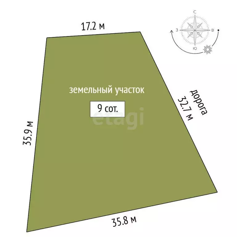Участок в Богандинское, Зелёная улица (9 м) - Фото 0