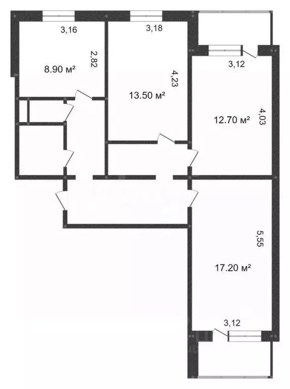 3-к кв. Белгородская область, Белгород Вокзальная ул., 28 (63.0 м) - Фото 1