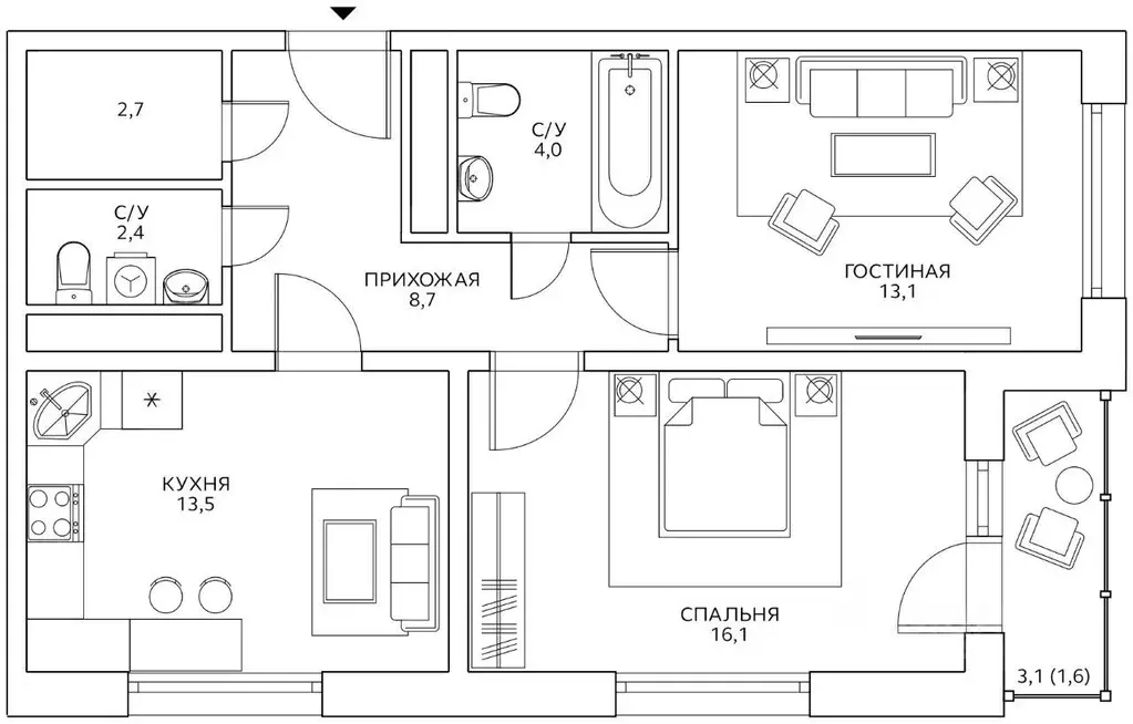 2-к кв. Москва ул. Маргелова, 3к4 (60.5 м) - Фото 2