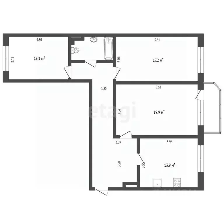 3-к кв. Тюменская область, Тюмень ул. Мельникайте, 122 (87.1 м) - Фото 2