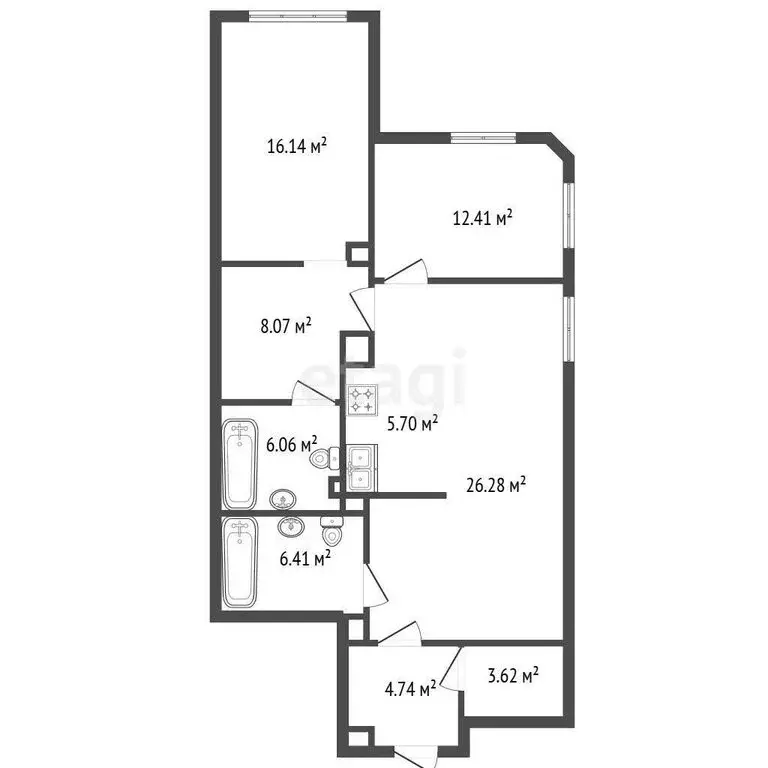 2-комнатная квартира: Санкт-Петербург, 12-я линия Васильевского ... - Фото 1