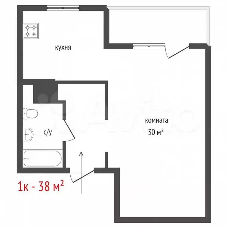 Квартира-студия, 38,9 м, 16/20 эт. - Фото 0