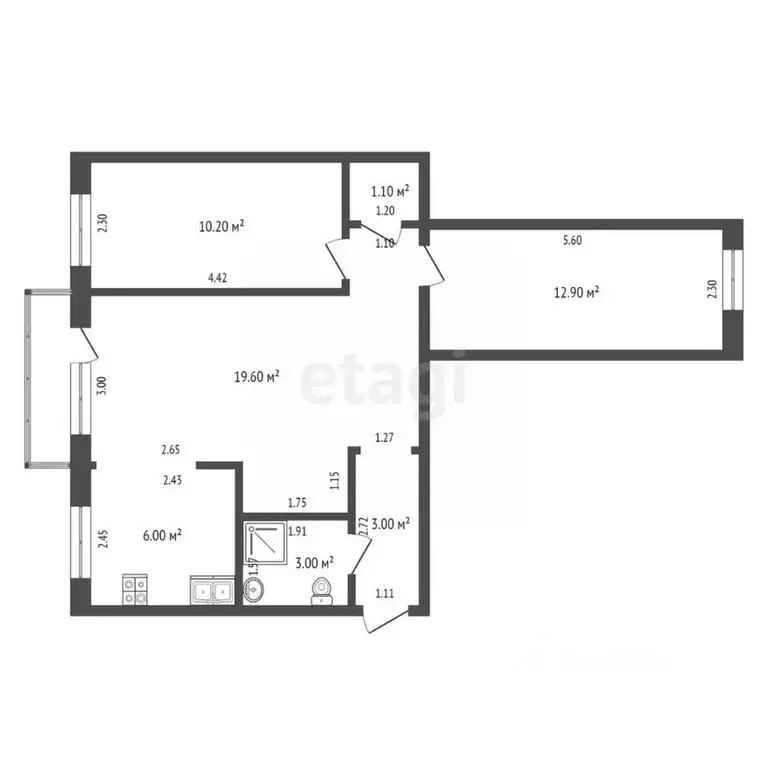 3-к кв. Воронежская область, Борисоглебск Северный мкр, 1 (55.8 м) - Фото 1