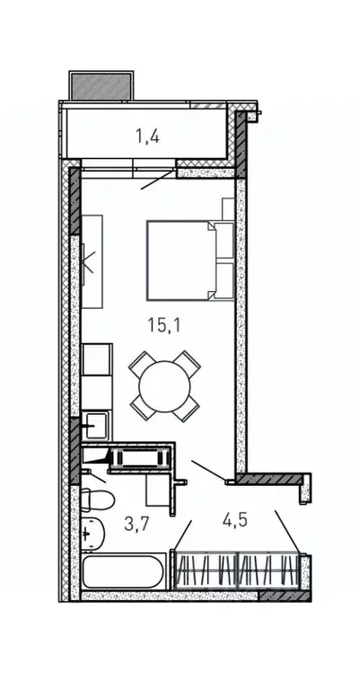 Студия Московская область, Балашиха ул. Твардовского, 56 (24.7 м) - Фото 1