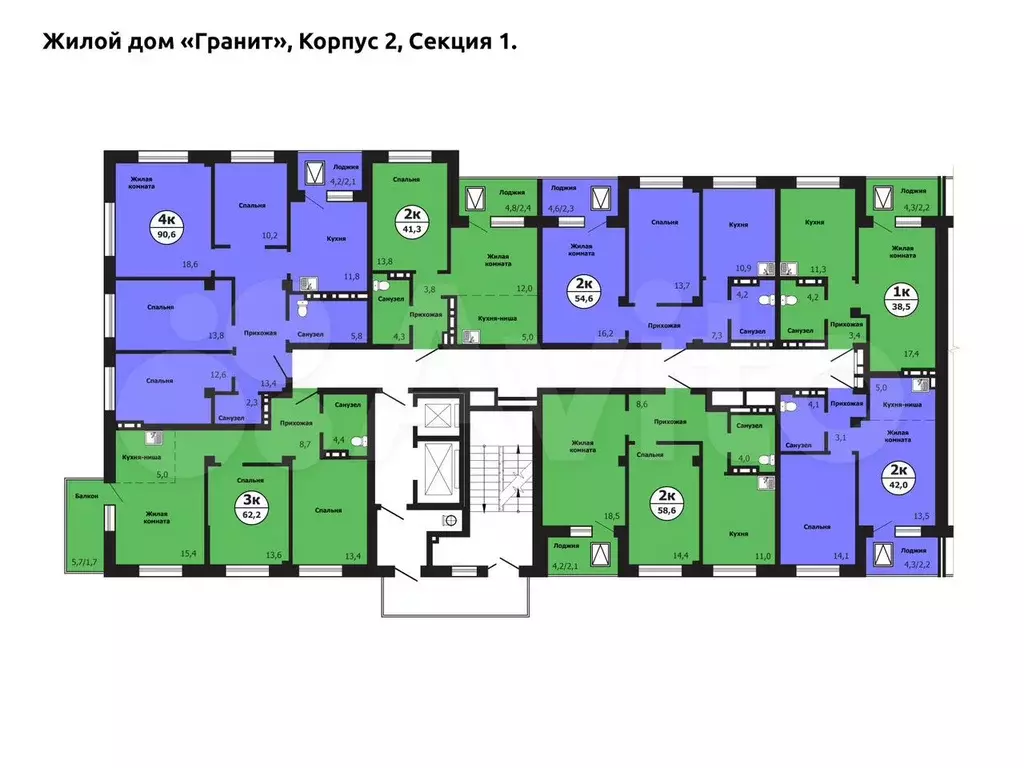 4-к. квартира, 90,6 м, 7/19 эт. - Фото 1