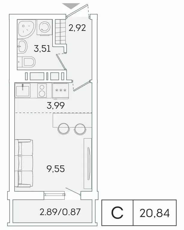 Квартира-студия: Мурино, Графская улица, 6к1 (19.8 м) - Фото 0