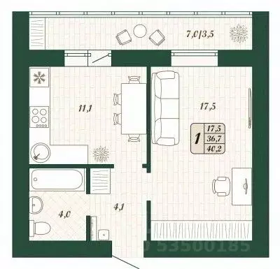 1-к кв. Самарская область, Волжский район, Смышляевка городское ... - Фото 1