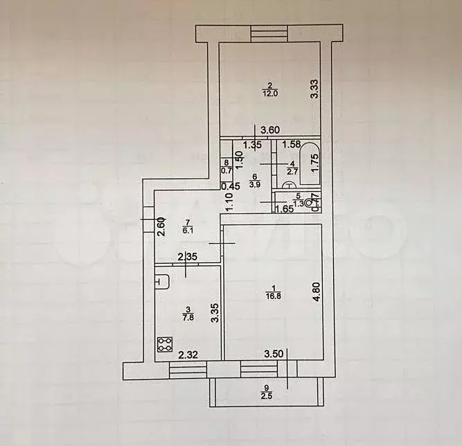 2-к. квартира, 54 м, 5/5 эт. - Фото 0