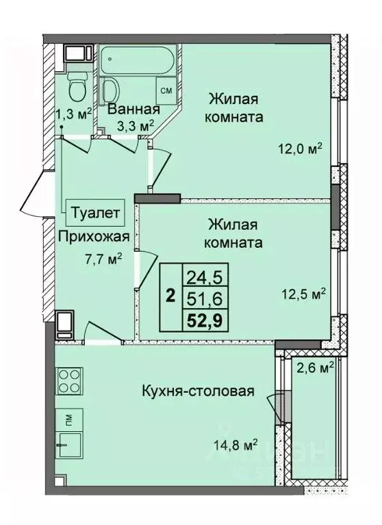 2-к кв. Нижегородская область, Нижний Новгород Кооперативный поселок ... - Фото 0