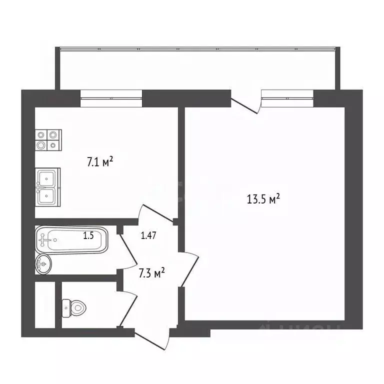 1-к кв. Калининградская область, Калининград ул. Ивана Земнухова, 8 ... - Фото 2