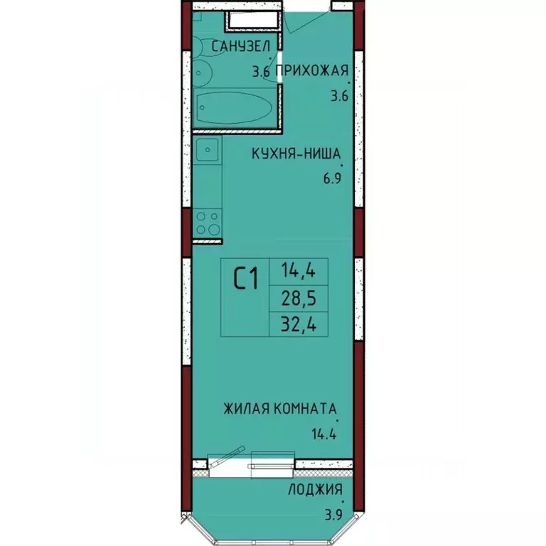 Студия Тульская область, Тула городской округ, с. Осиновая Гора, ... - Фото 1