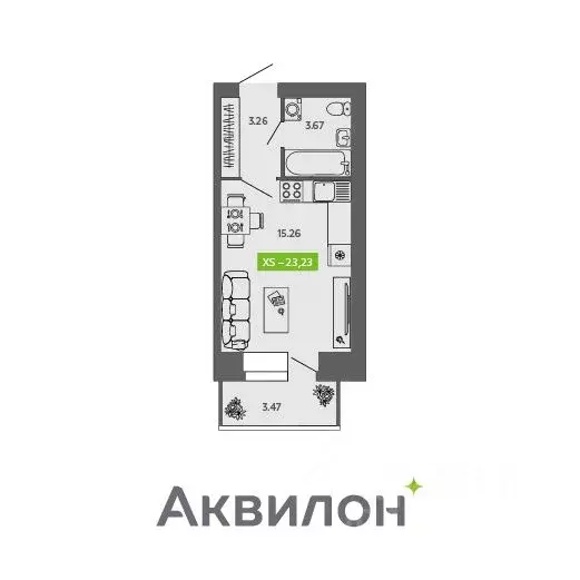 Студия Архангельская область, Северодвинск  (23.23 м) - Фото 0