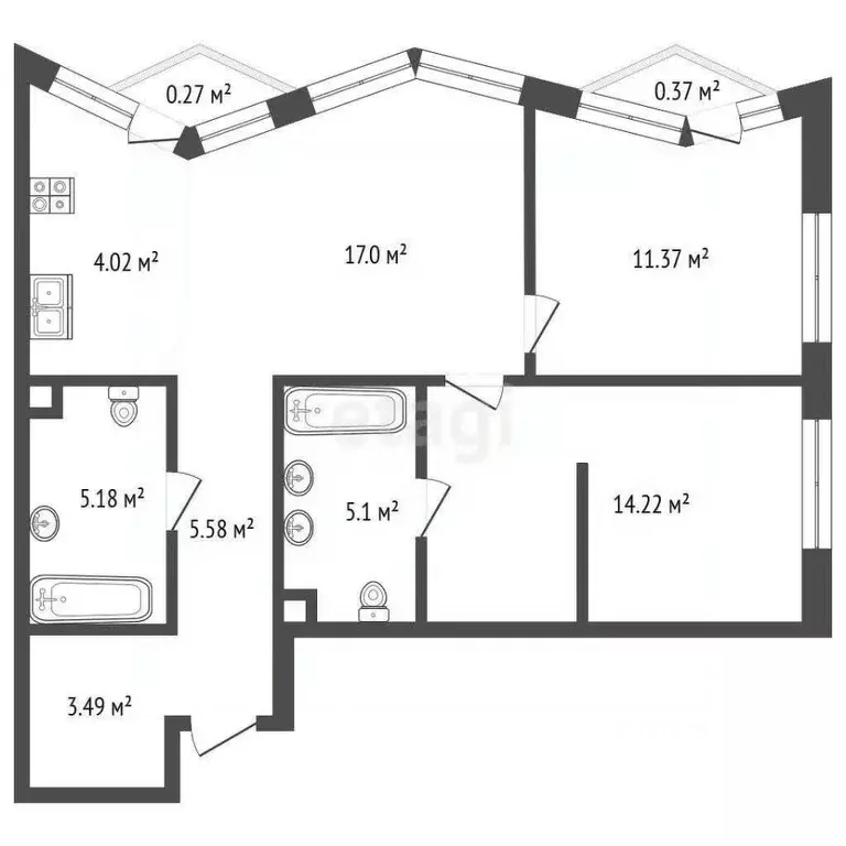 2-к кв. Москва ул. Мустая Карима, 12 (67.0 м) - Фото 2