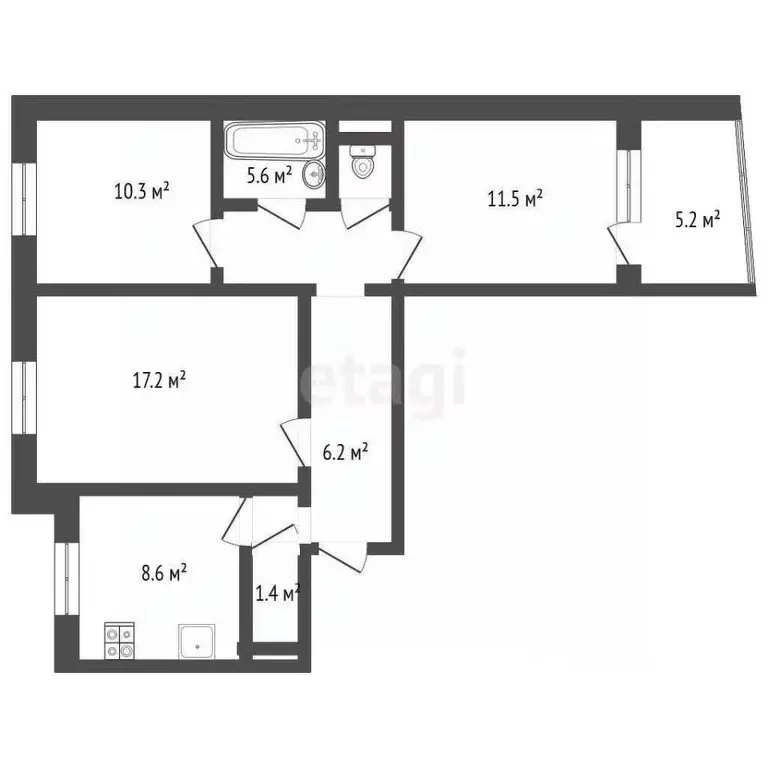 3-к кв. Тамбовская область, Тамбов ул. Карла Маркса, 444 (63.3 м) - Фото 0