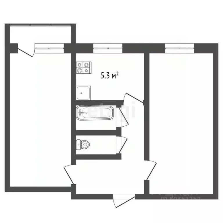2-к кв. Ставропольский край, Пятигорск ул. Юлиуса Фучика (45.0 м) - Фото 2