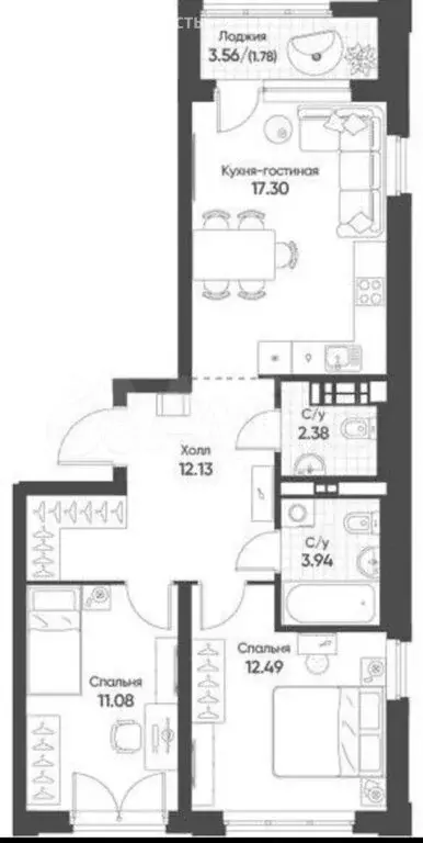 2-комнатная квартира: Екатеринбург, бульвар Вдохновения, 4 (58.7 м) - Фото 1