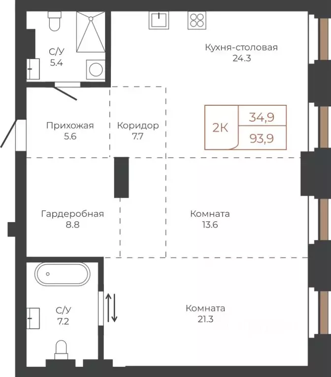 2-к кв. Алтайский край, Барнаул пл. Баварина, 8к1 (93.5 м) - Фото 1