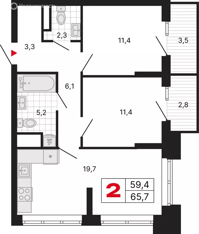 2-комнатная квартира: Москва, ЖК Бестселлер (65.7 м) - Фото 1