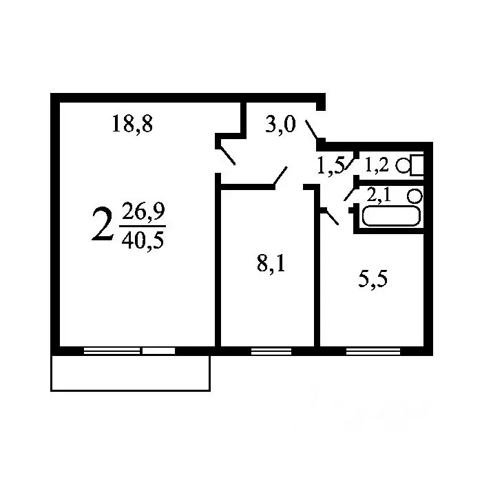 2-к кв. Москва, Москва, Московский г. 1-й мкр, 3 (41.2 м) - Фото 1