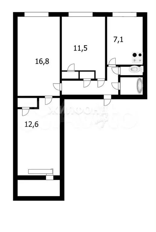 3-к. квартира, 59,6 м, 1/9 эт. - Фото 0