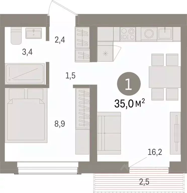 1-к кв. Новосибирская область, Новосибирск ул. Аэропорт, 88 (35.0 м) - Фото 0