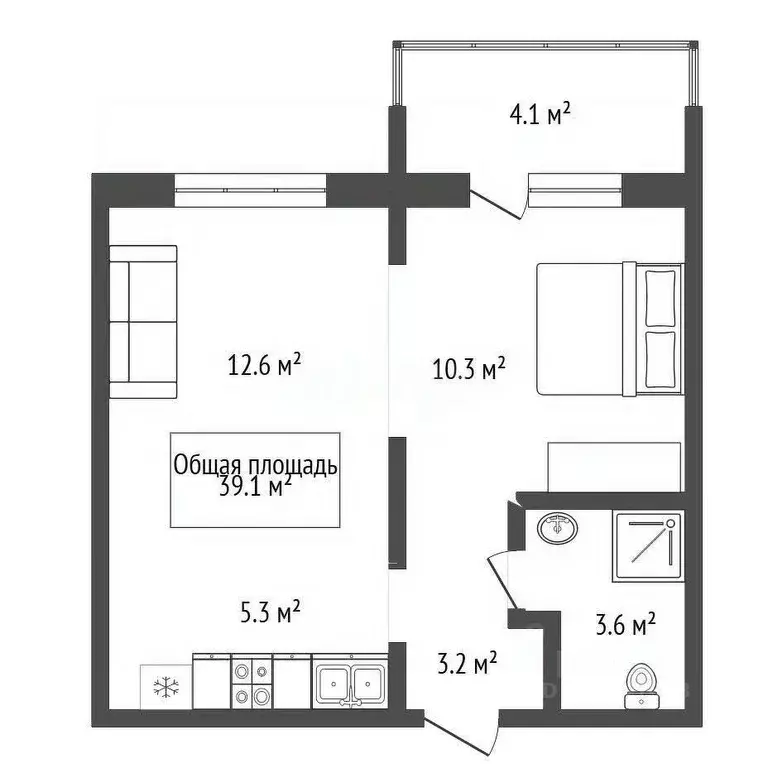 1-к кв. Новосибирская область, Новосибирск ул. Связистов, 162/3 (12.6 ... - Фото 2