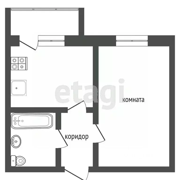1-к кв. Тюменская область, Тюмень ул. Шишкова, 54 (26.1 м) - Фото 1